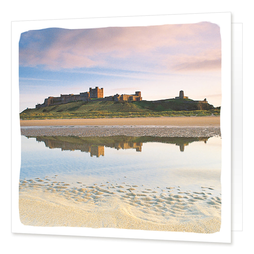 Dusk Over Bamburgh Castle Greetings Card